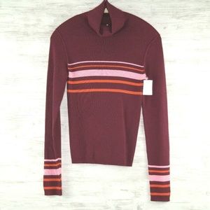 Free People Turtleneck Sweater Sz M Burgundy Pink